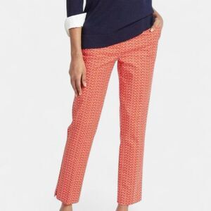 NWOT St John Collection Emma Cotton Tapered Cropped Trouser in Patterned Coral 2